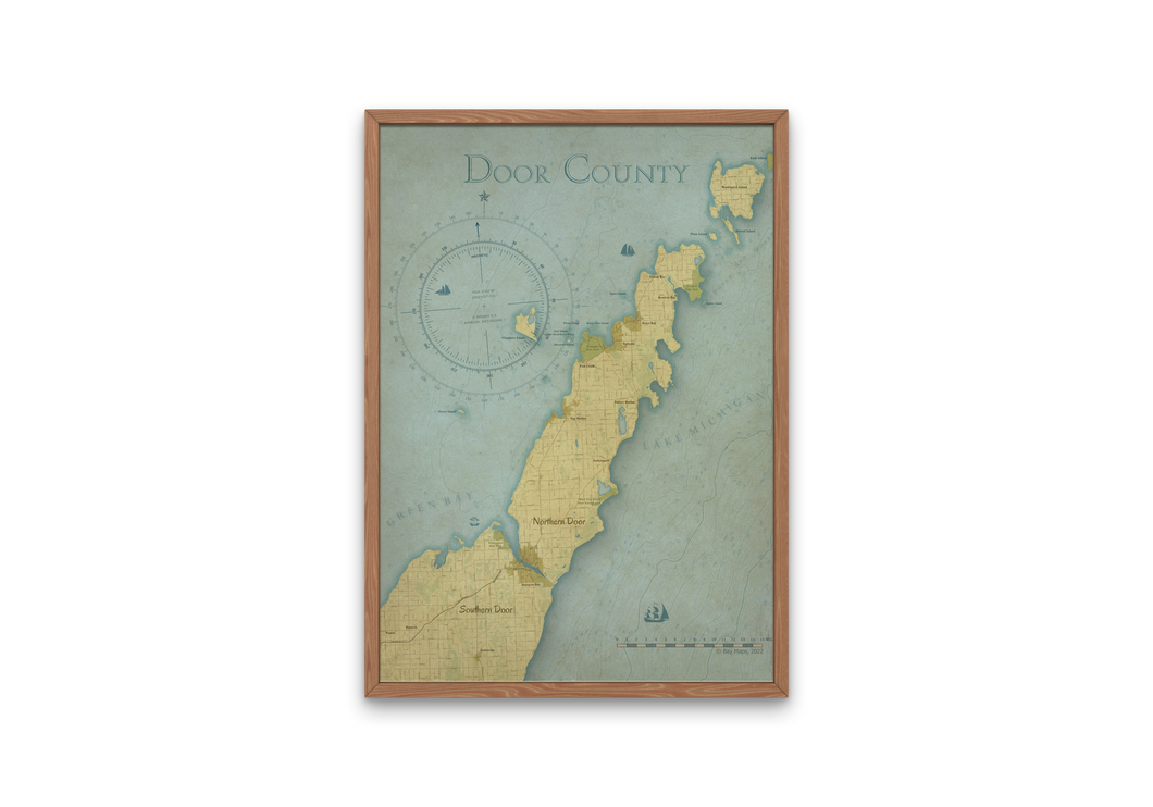 Door County Wisconsin Nautical Map Print