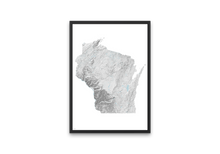 Load image into Gallery viewer, Wisconsin Topographic Hillshade Map
