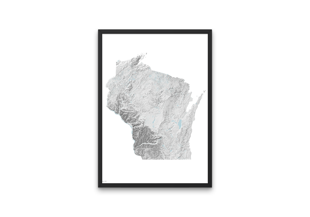 Wisconsin Topographic Hillshade Map