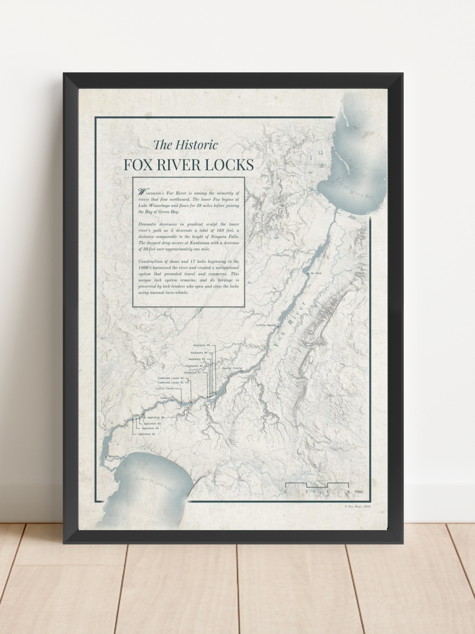 Locks Map Historic Fox River Locks Map Print – Bay Maps