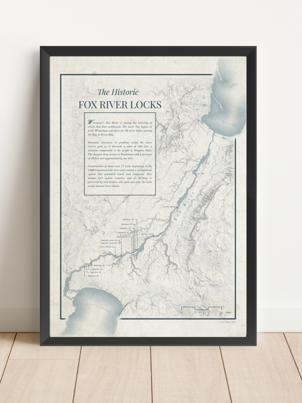 Historic Fox River Locks Map Print