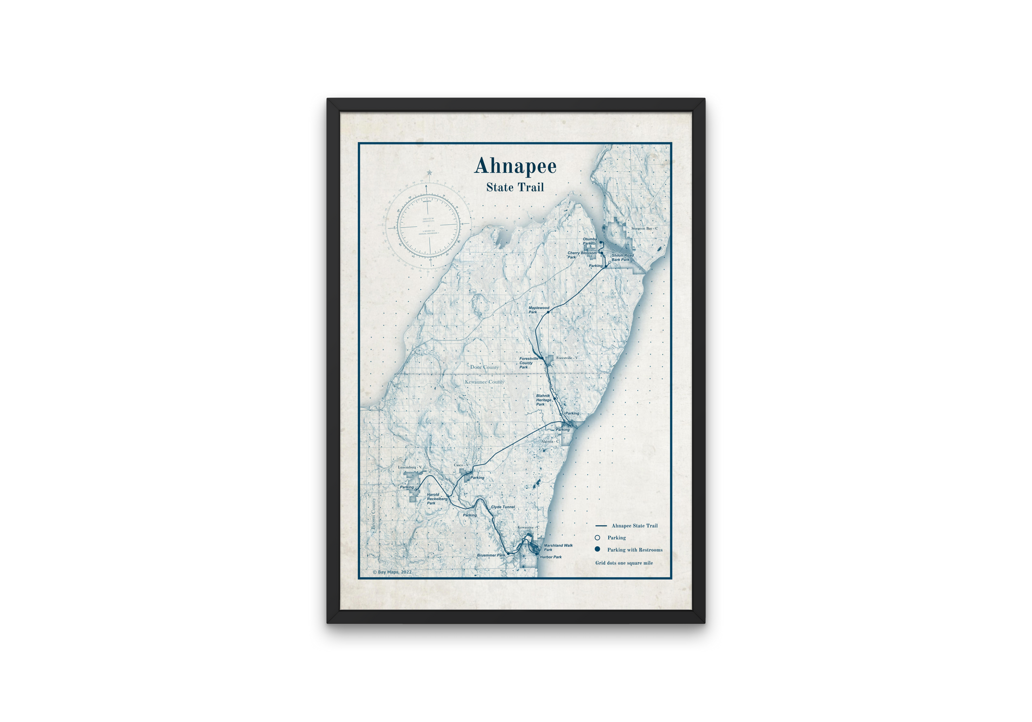 Ahnapee State Trail Map Print By Bay Maps LLC ahnapee-state-trail-map-print-by-bay-maps-llc