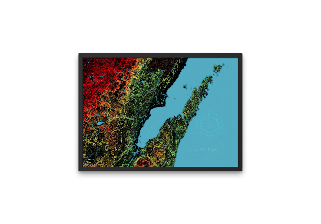 Northern Wi Vector Northeast Wisconsin Colorful Contour - Map Prints by Bay Maps