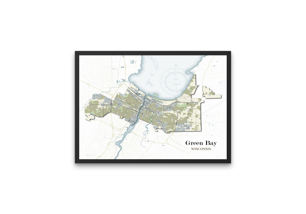 Contemporary Map Print of the City of Green Bay