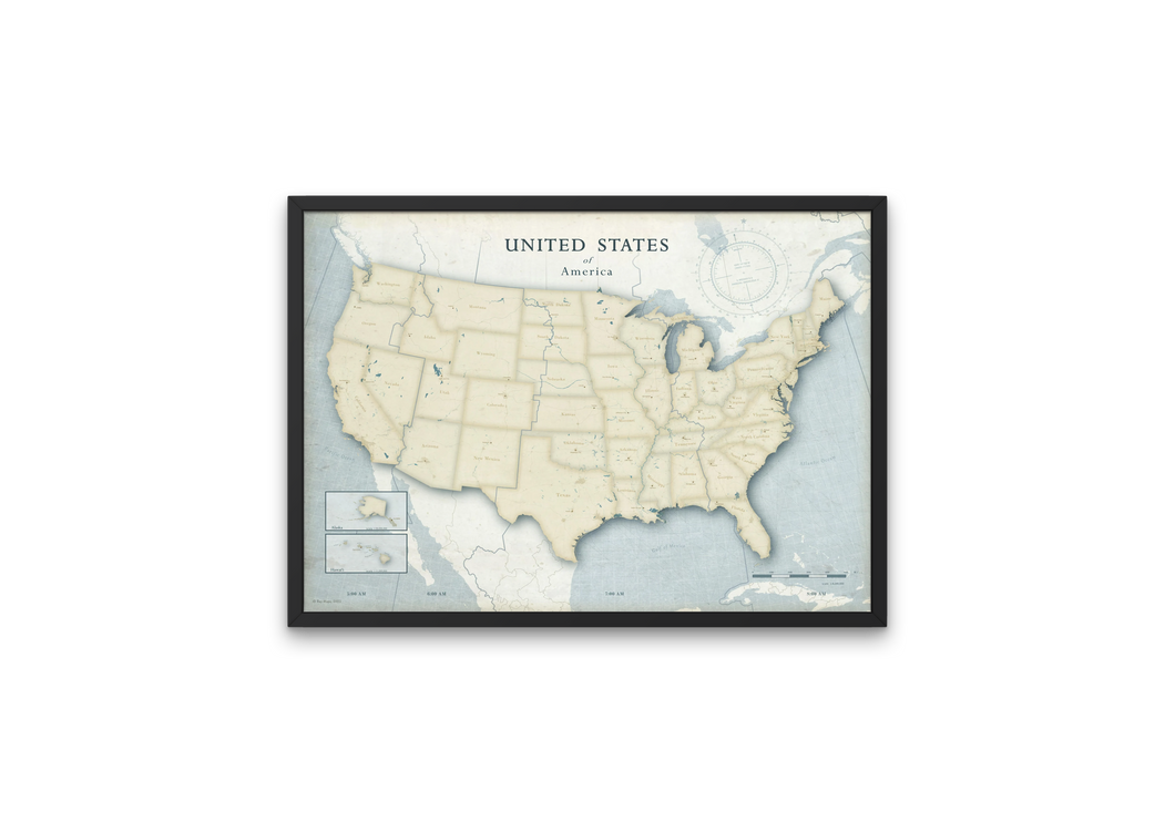 United States Vintage-Style Map Print