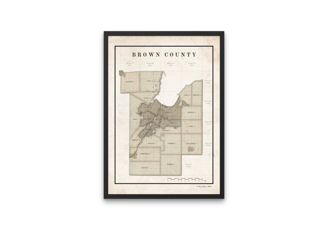 Brown County Wisconsin Vintage-Style Map Print