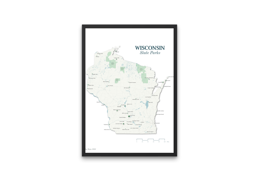 Wisconsin State Parks Map Print By Bay Maps LLC wisconsin-state-parks-map-print-by-bay-maps-llc