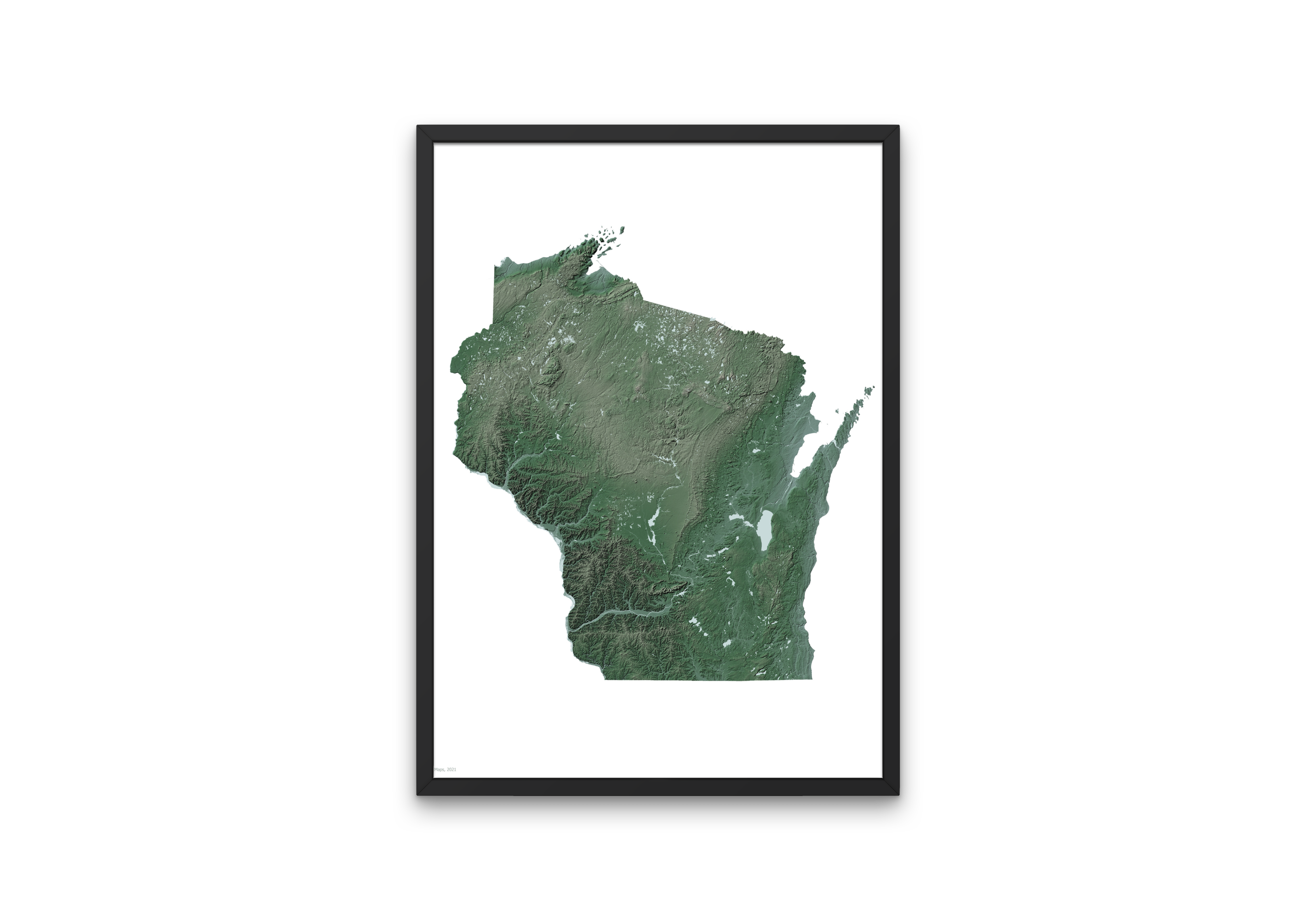 Wisconsin Topographic Style Map - Map Prints by Bay Maps, LLC